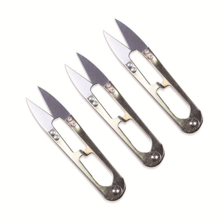 Weijian Cross-Stitch Embroidery U-Shaped V-Shaped Electroplated Yarn Scissors Small Scissors for Trimming Flowers and Cutting Thread Ends, Quick Cast Steel Scissors