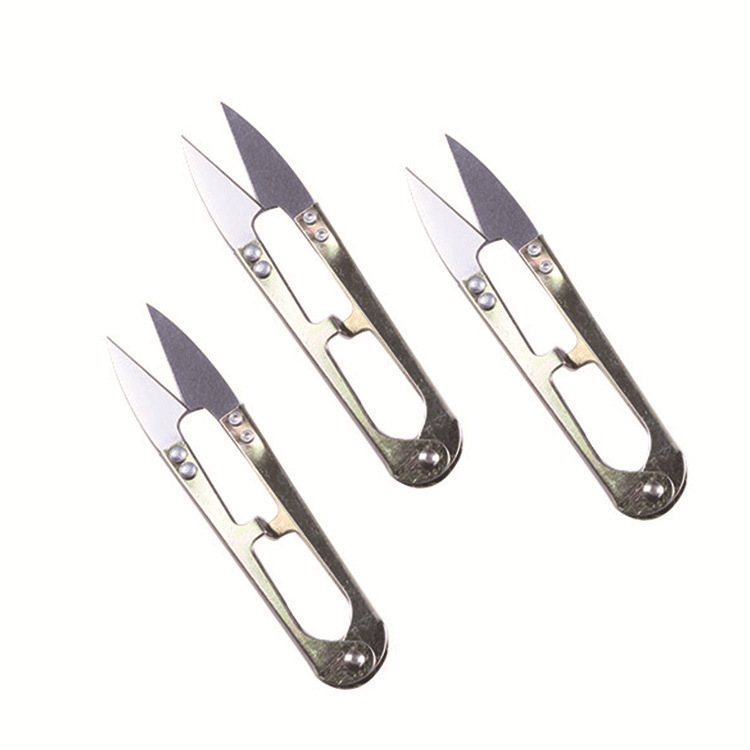 Weijian Cross-Stitch Embroidery U-Shaped V-Shaped Electroplated Yarn Scissors Small Scissors for Trimming Flowers and Cutting Thread Ends, Quick Cast Steel Scissors