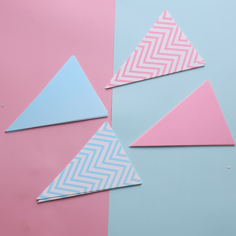 Bronzing Wave Pattern Triangle Flag Birthday Arrangement Flag Banner Festival Party Decoration Background Props Triangle Flag
