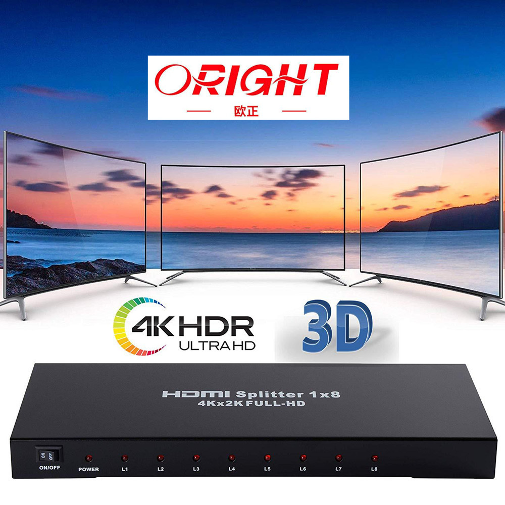 Manufacturer Supply HDMI Splitter 1 in 8 Out 8-Port Hd Splitter 1080P 4K 1X8 with Audio