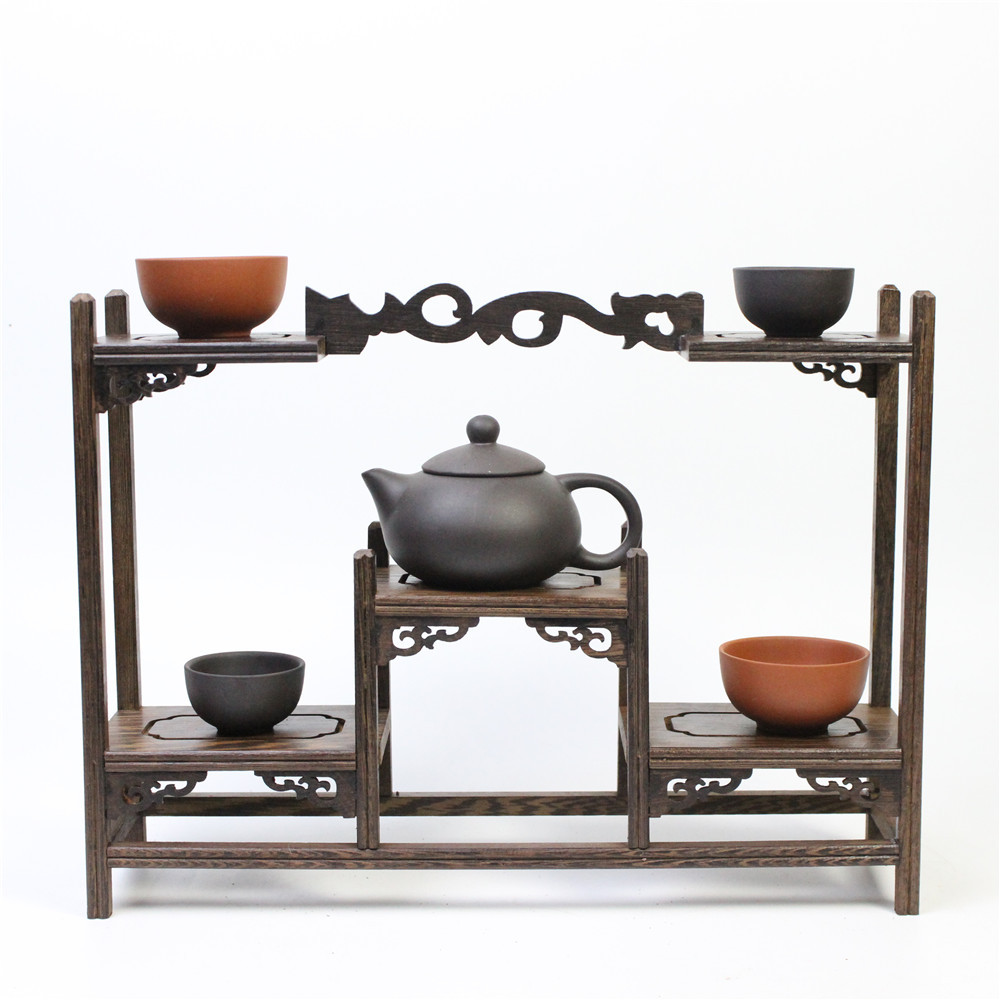 Chicken Wing Wood Small Antique Rack Teapot Rack Tea Set Vase Porcelain Duobao Pavilion Mini Antique Rack Chinese Style Pendulum