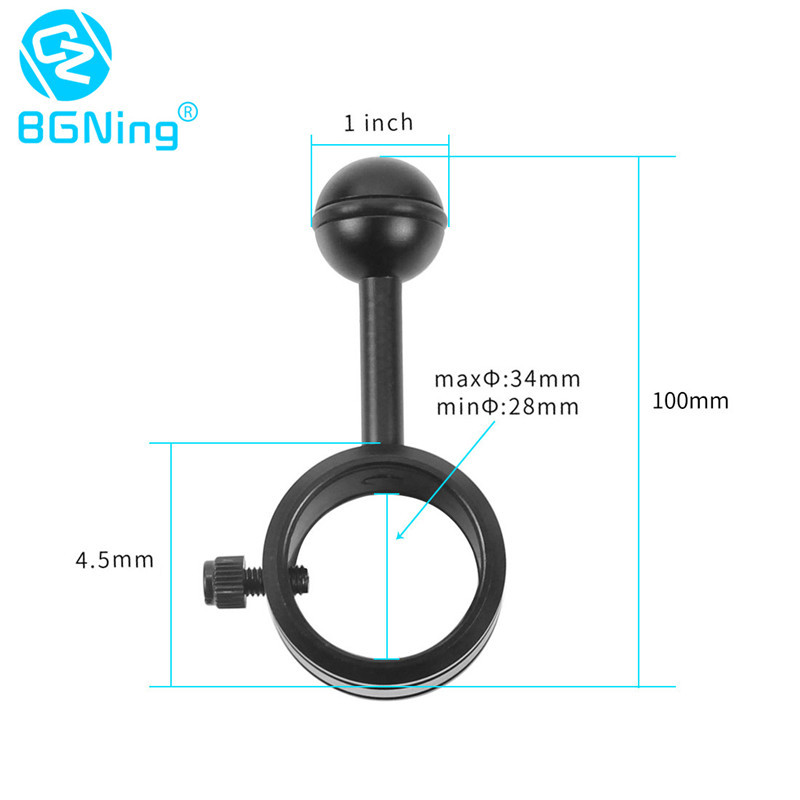 BGNING diving light electric Collet aluminum alloy ball head clamp underwater photography lighting equipment flashlight bracket