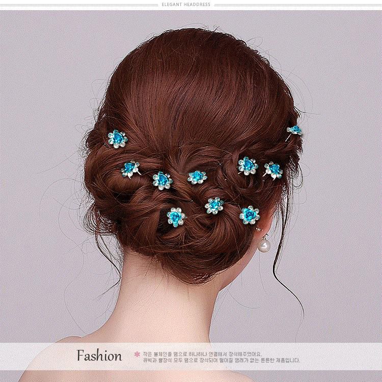 Cross-border supply of alloy diamond rose flower hair fork bride coil hair U-clip pin hair pin hairpin head jewelry