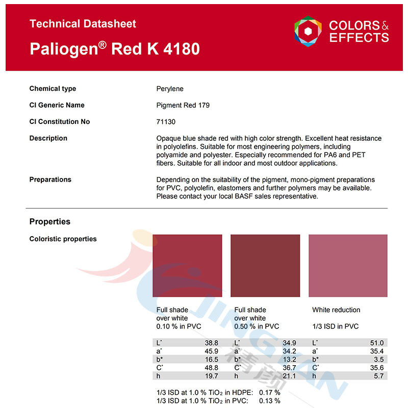BASF K4180 perylene red organic pigment red BAFS Paliogen K4180 Baili Crystal pigment red 179