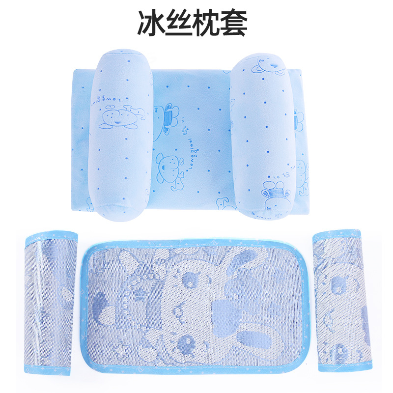 in stock baby pillow cartoon adjustable baby shaped pillow anti-deflection velvet breathable newborn flat headrest