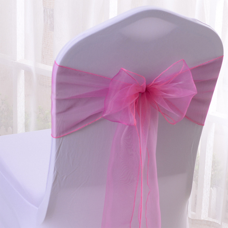 Glass gauze belt blue yellow chair cover strap back Flower elastic chair cover bow hotel wedding