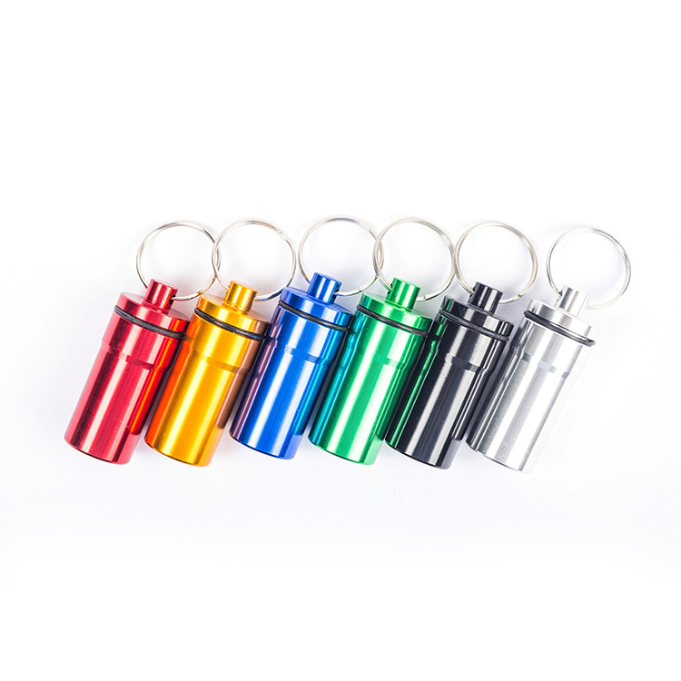 Aluminum Alloy Medicine Cartridge Keychain Portable Metal Can Sealed Aluminum Alloy Can Waterproof Storage Box
