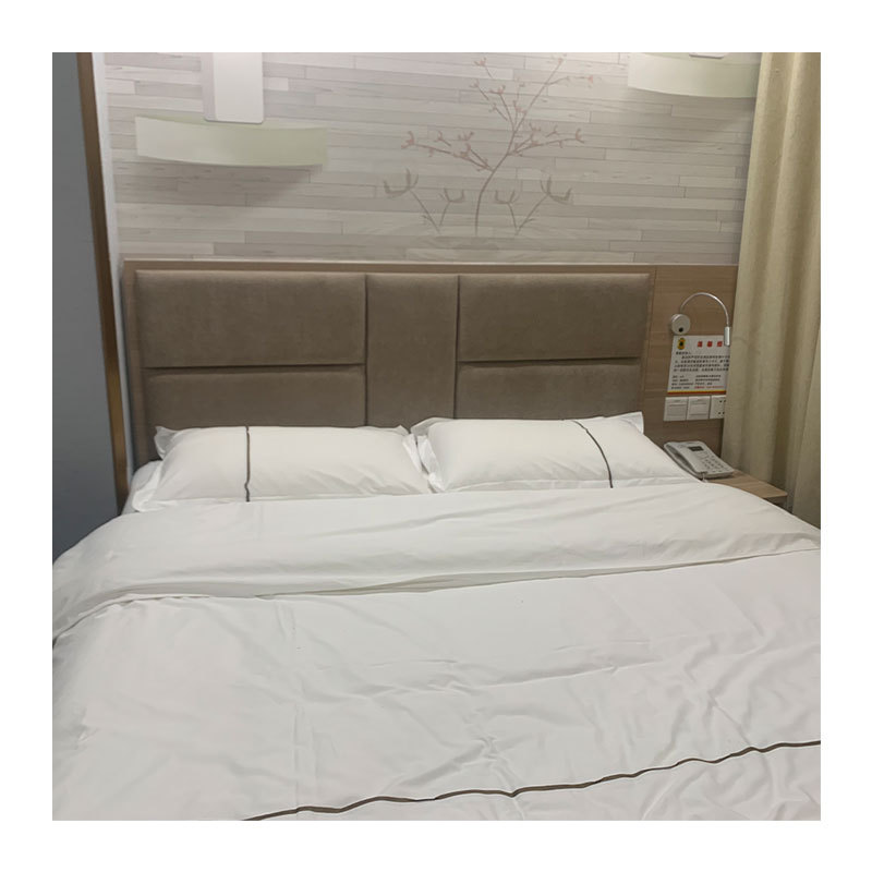 Custom hotel furniture bed multi-layer composite board Hotel solid wood bed hotel standard room plate bed