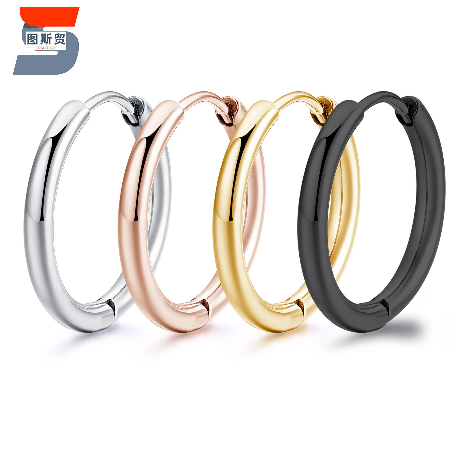 Японские и корейские простые серьги из титана, бижутерия для прокола, серьги из нержавеющей стали, круглые проволочные серьги от производителей