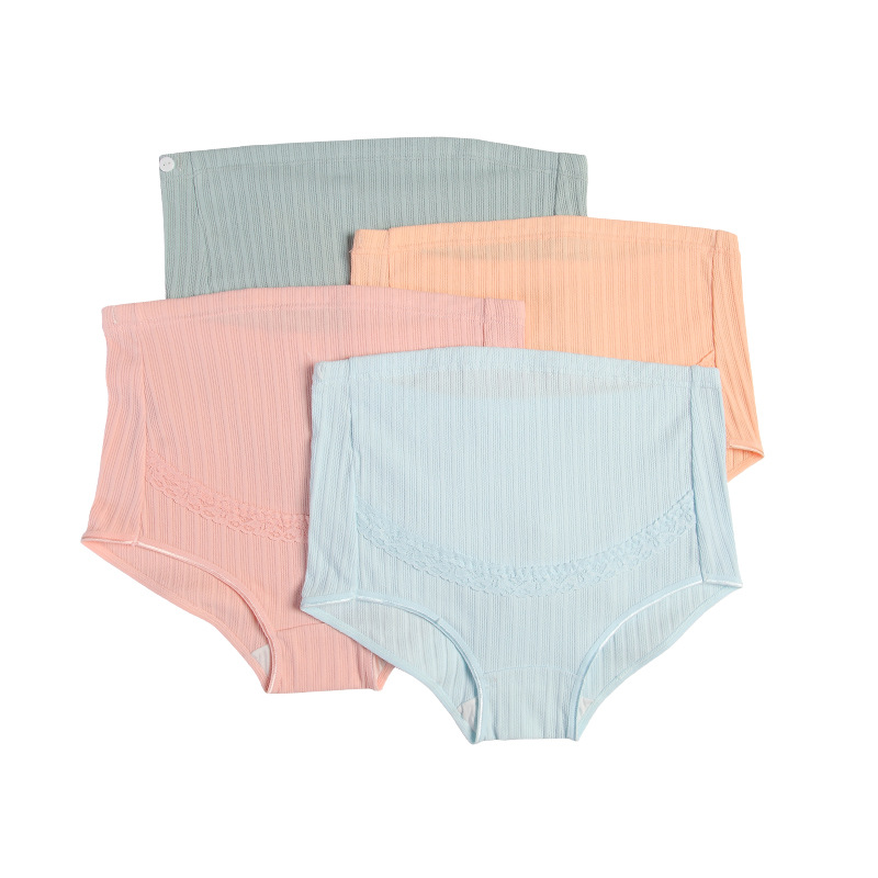 Lace Pregnant Women's Underwear Large Size Breathable High Waist Abdominal Adjustable Pregnant Rib Briefs Manufacturers Combed Cotton