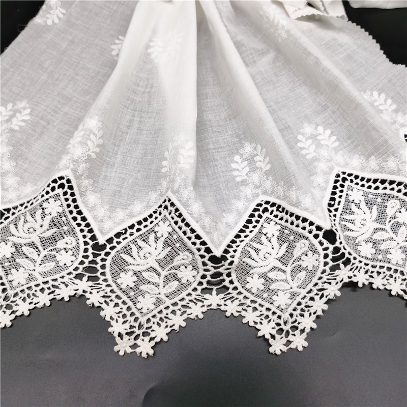 In stock supply cotton water soluble embroidery cloth 2024 hot sale dress fabric bilateral positioning lace