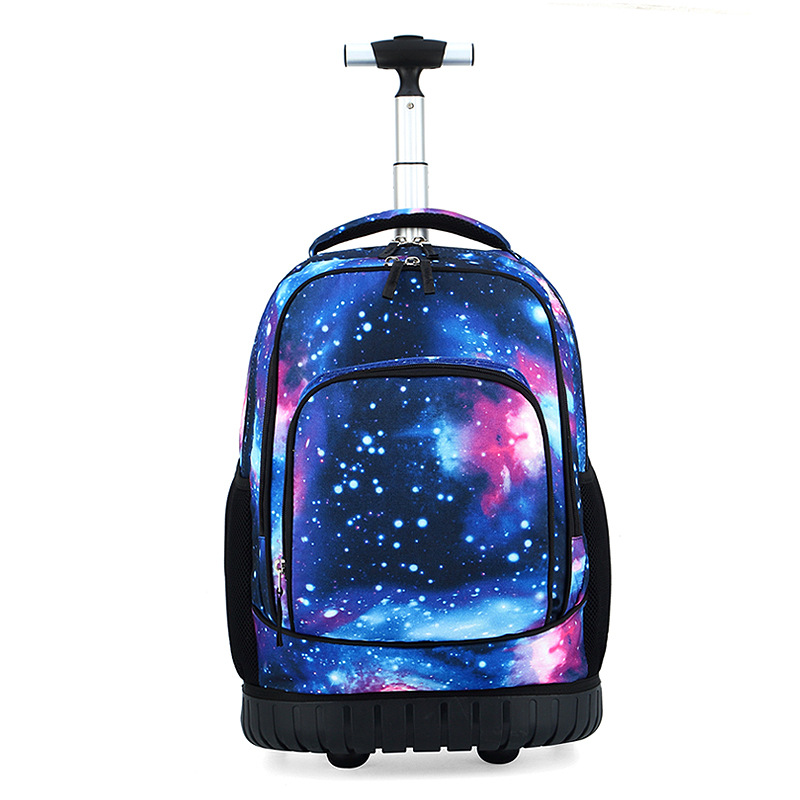 Junior high school students pull-rod bag boy travel backpack adult pull-rod travel bag for men and women 5-9 grades burden reduction