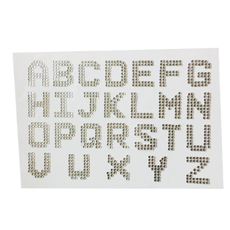 Customized acrylic sticker Crystal flash diamond sticker Vertical Diamond English sticker children's text sticker digital sticker