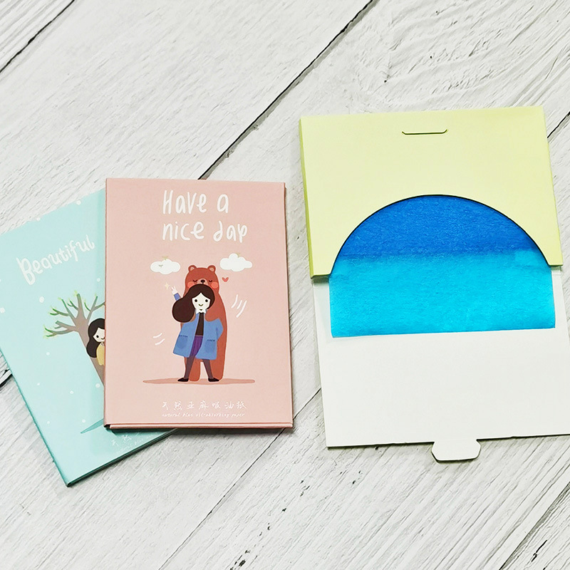 Linen Oil-Absorbing Paper for Women's Facial Oil-Absorbing Blue Film Makeup Oil-Absorbing Facial Paper