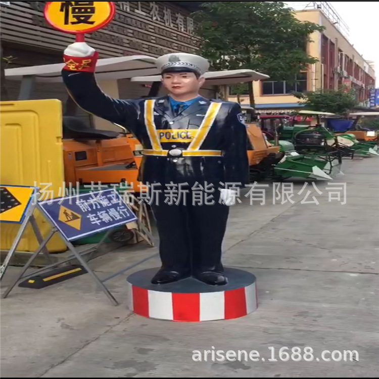 High quality FRP simulation police Road fake police model traffic simulation police slow-lifting word plate in stock