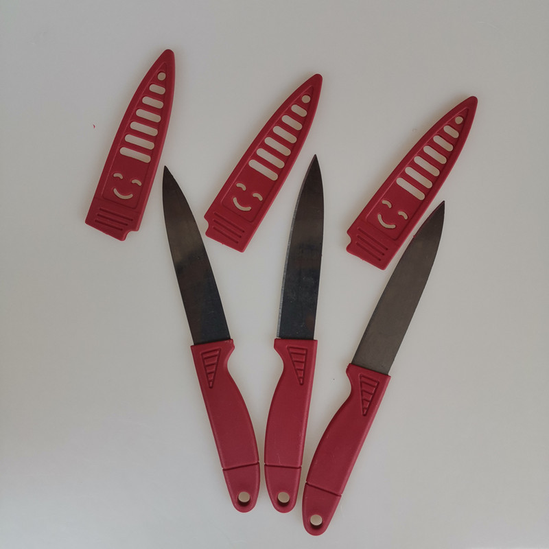 Knife Set, Fruit Knife, Kitchen Peeling Knife, Small Red Fruit Knife, Peeling Knife, Peeling Knife, Barbecue Knife, Smiley Face Knife