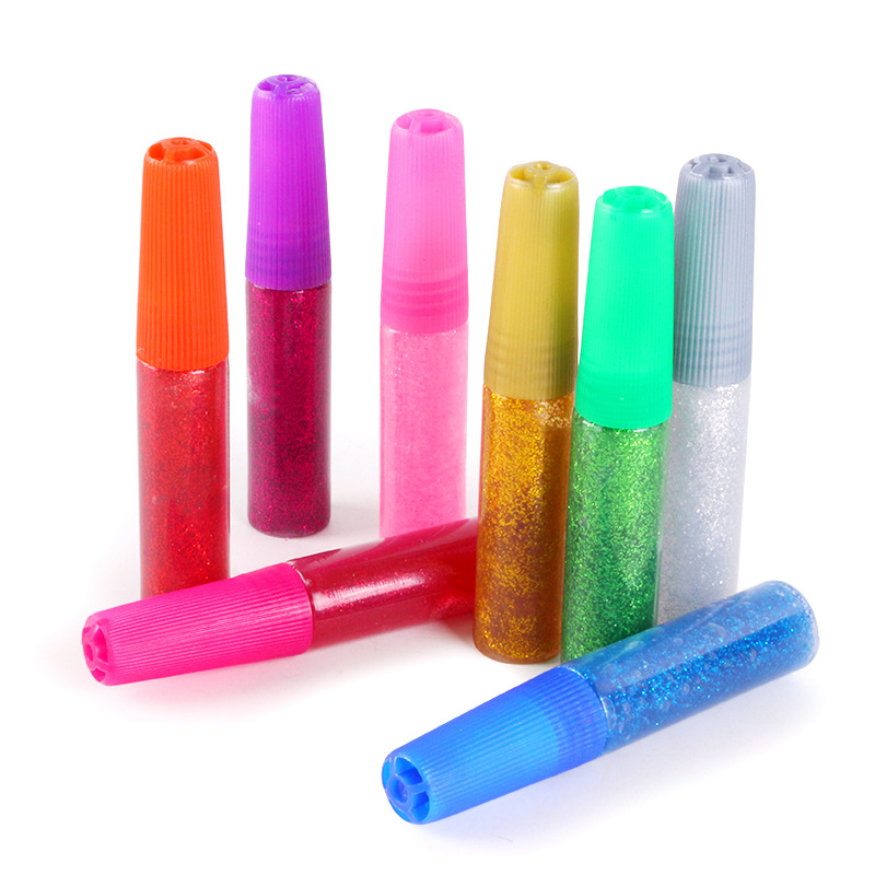 Children's painting glitter glue 6ml gold powder glitter glue greeting card handmade 3D gold powder color glue painting pigment gold powder glue