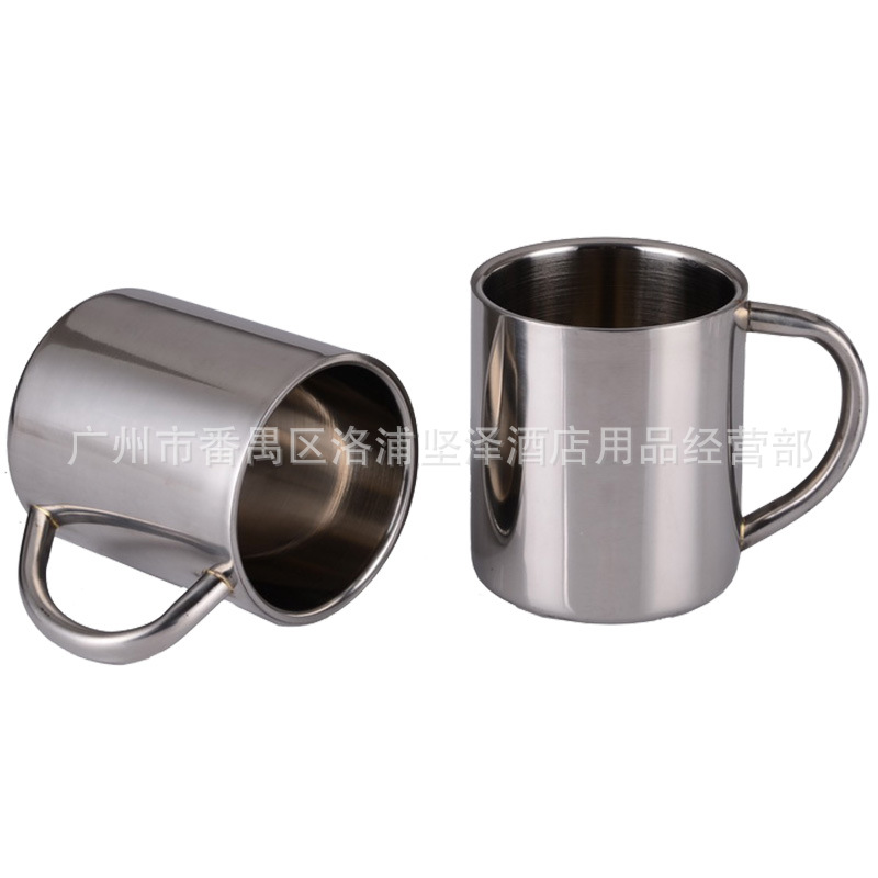 Thickened double-layer stainless steel cup with ears coffee cup student Cup Tea Cup heat insulation anti-scald children's Cup kindergarten