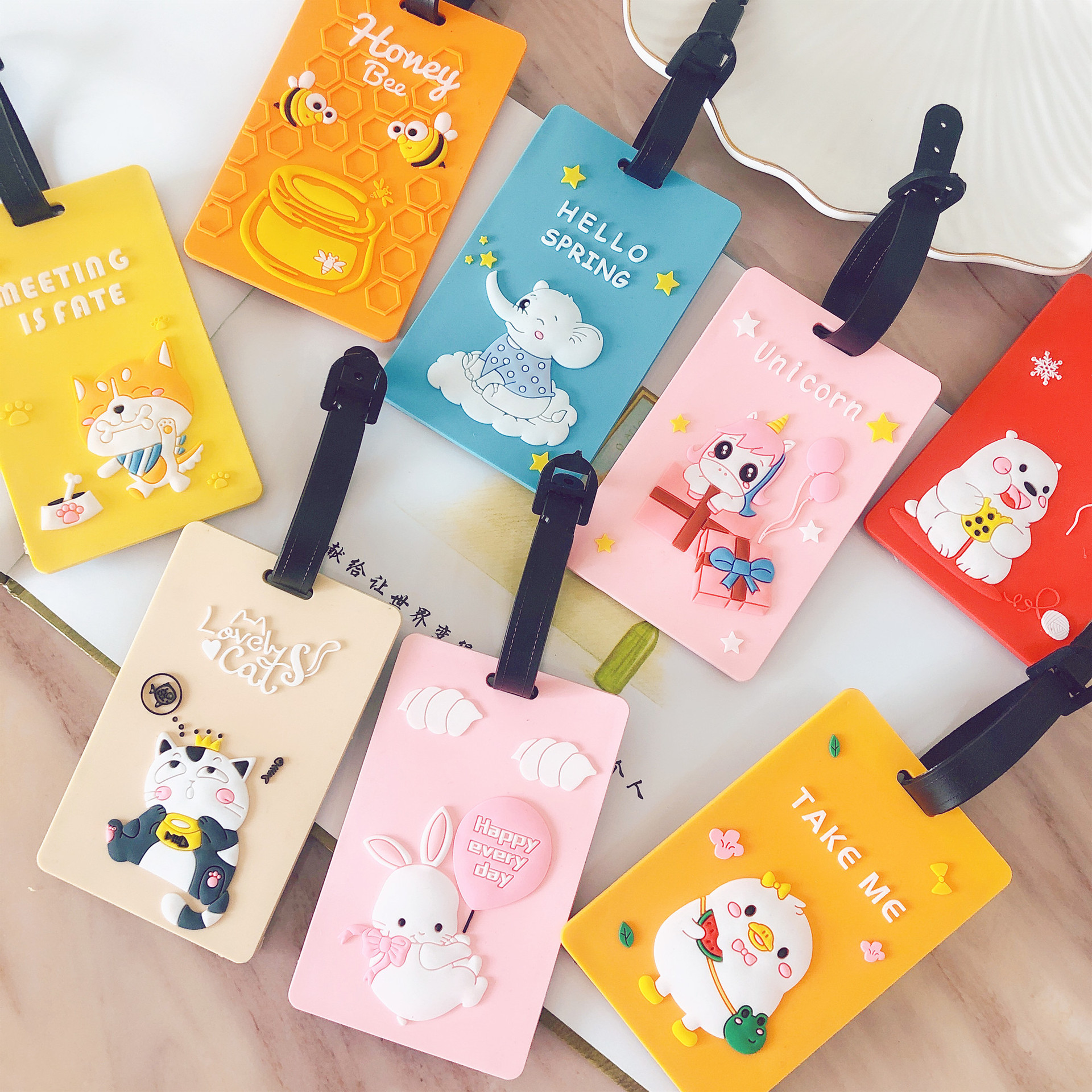 Creative Pvc Soft Rubber Luggage Tag, Cute Cartoon Boarding Pass, Silicone Bus Card Holder, Travel Tag with Logo