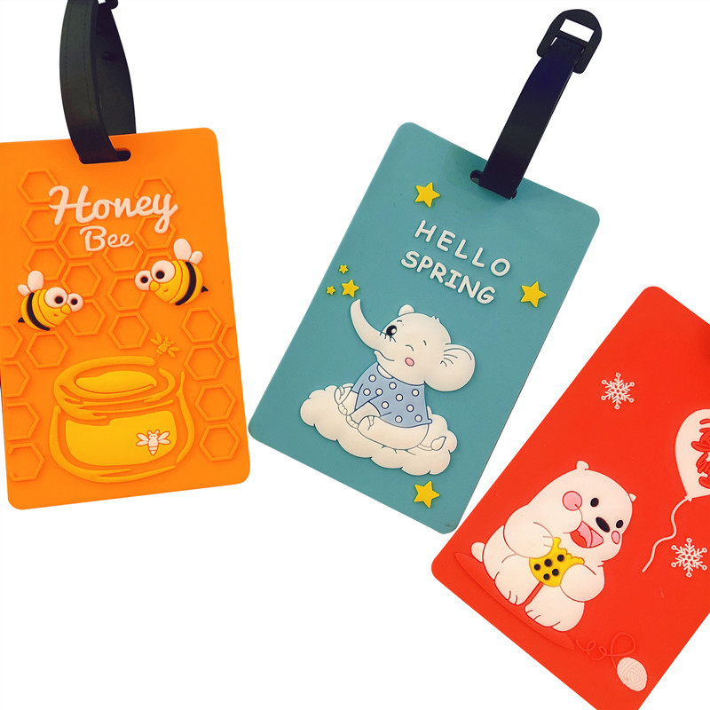 Creative Pvc Soft Rubber Luggage Tag, Cute Cartoon Boarding Pass, Silicone Bus Card Holder, Travel Tag with Logo