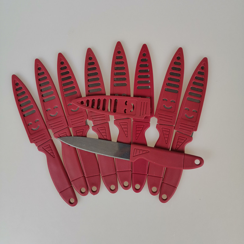 Knife Set, Fruit Knife, Kitchen Peeling Knife, Small Red Fruit Knife, Peeling Knife, Peeling Knife, Barbecue Knife, Smiley Face Knife
