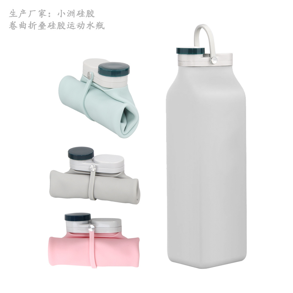 Cross-border curled folding milk water bottle for food contact silicone kettle creative portable travel sports water Cup
