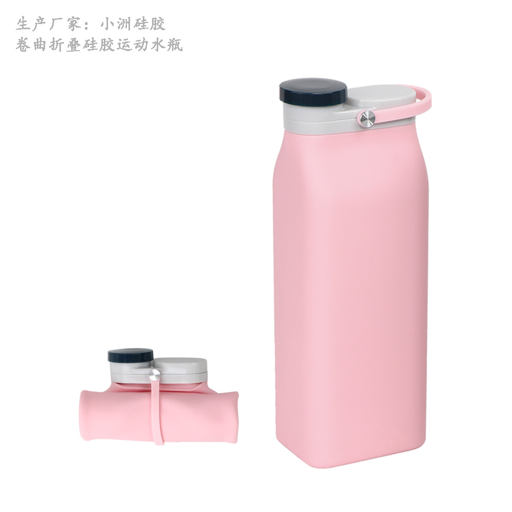 Cross-border curled folding milk water bottle for food contact silicone kettle creative portable travel sports water Cup