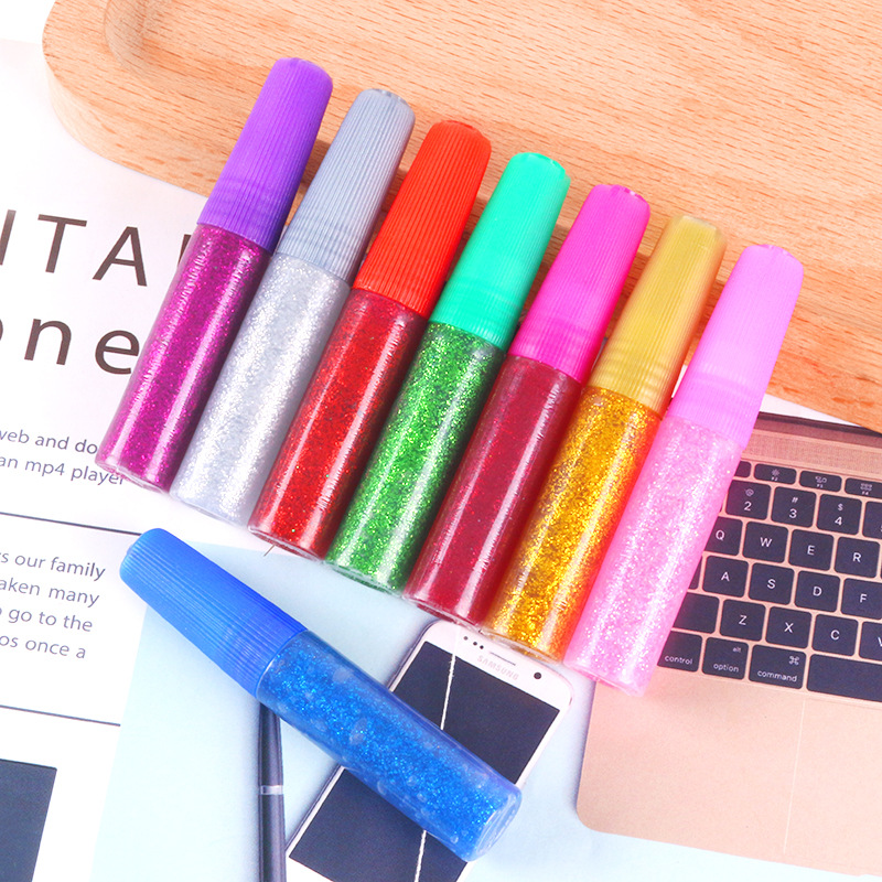 Children's painting glitter glue 6ml gold powder glitter glue greeting card handmade 3D gold powder color glue painting pigment gold powder glue