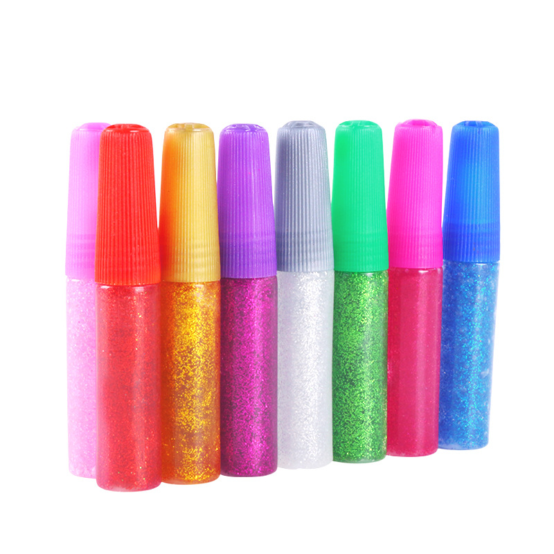 Children's painting glitter glue 6ml gold powder glitter glue greeting card handmade 3D gold powder color glue painting pigment gold powder glue