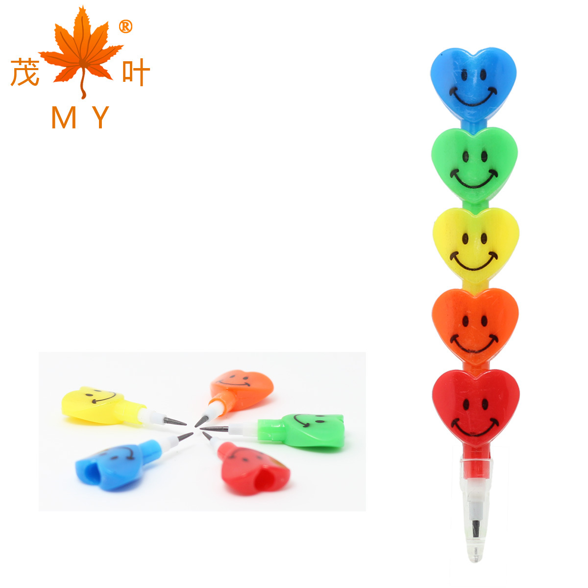 Section 5 Love Pencil Crayon (MYS01) Multi-section Peach Heart Cartoon Pen Funny Expression Pencil