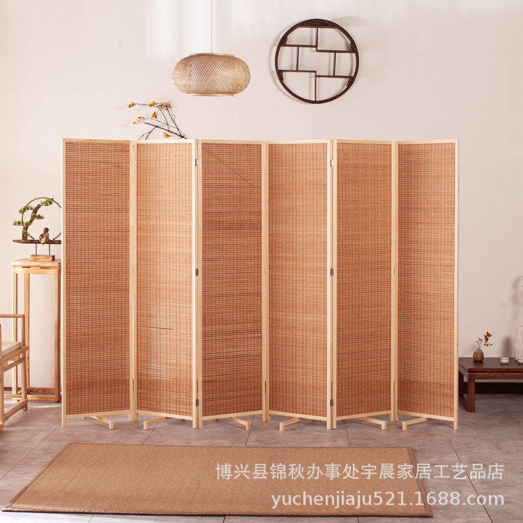 Manufacturer's Bamboo Woven Partition Screen for Hotel Living Room and Office, Stylish Pine Bamboo Panels 1.8*50, Pastoral Style Partition