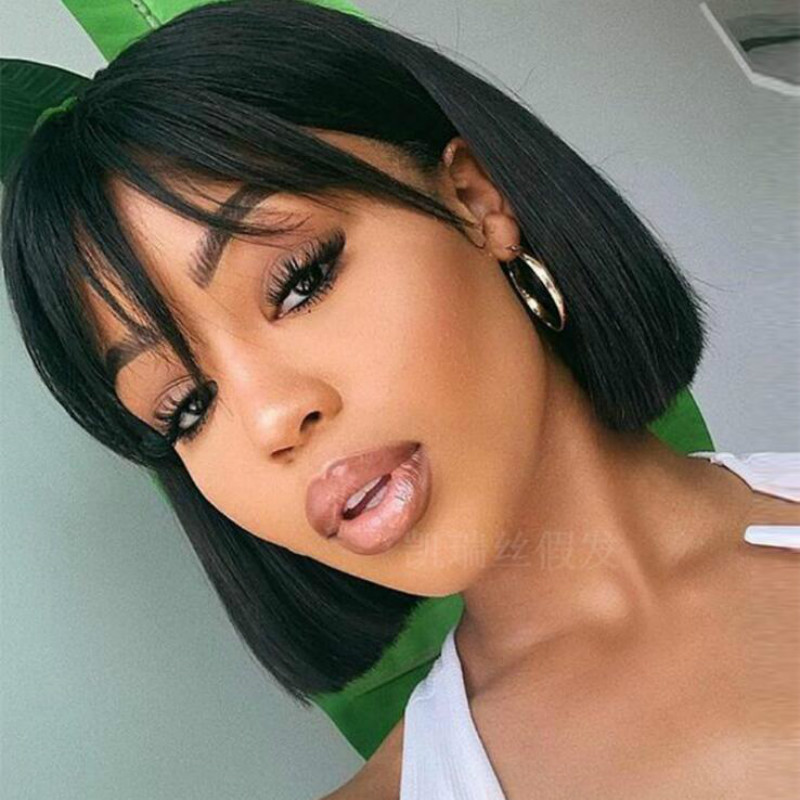 Кросс-бодерный европейский и американский парик, короткие волосы, головной убор с плоской челкой, натуральный африканский парик в наличии