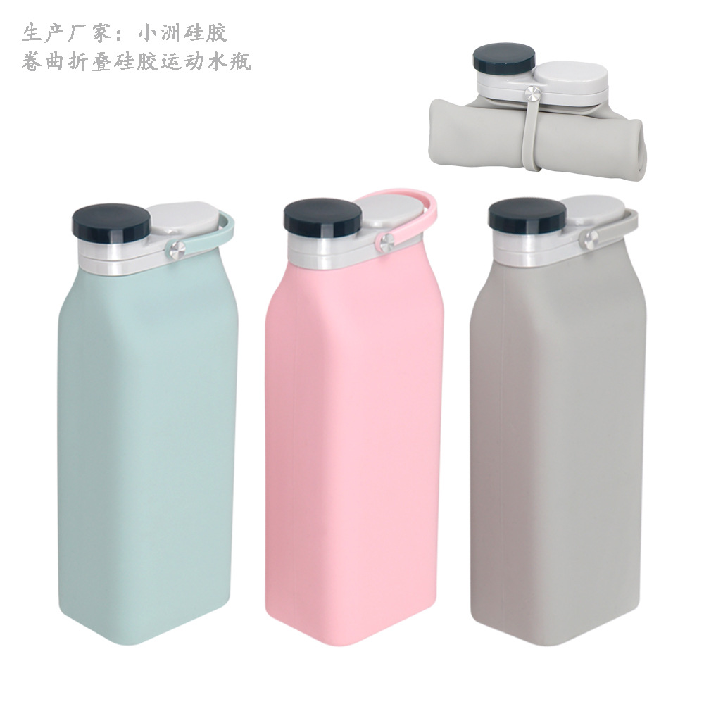 Cross-border curled folding milk water bottle for food contact silicone kettle creative portable travel sports water Cup