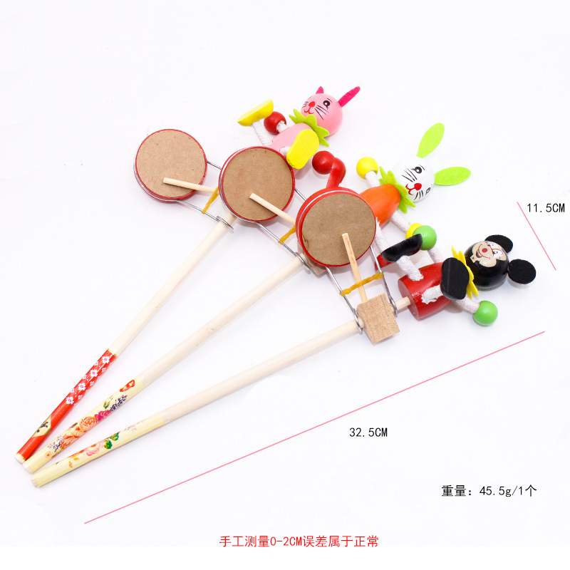 Street Stall Hot Selling Toy Puppet Drum Manufacturer Direct Sales Wooden Rocking Drum Popular Wooden Man Rocking Drum Street Stall