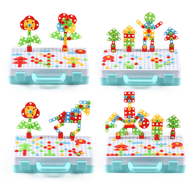 Children's Screw Toys Electric Drill Toolbox Hands-on Assembling and Assembling Educational Toys Boys Building Blocks Jigsaw Puzzles Cross Border