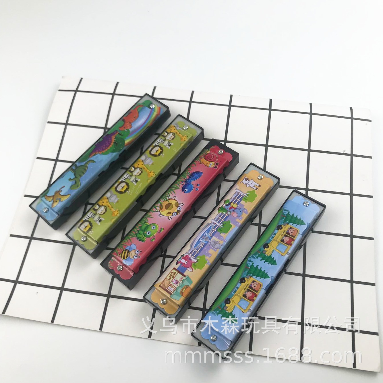Children's double-row 16-hole metal harmonica mini harmonica metal cartoon harmonica children's play Enlightenment toys