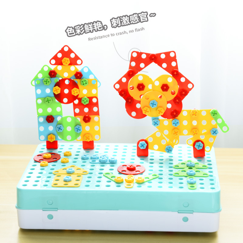 Children's Screw Toys Electric Drill Toolbox Hands-on Assembling and Assembling Educational Toys Boys Building Blocks Jigsaw Puzzles Cross Border