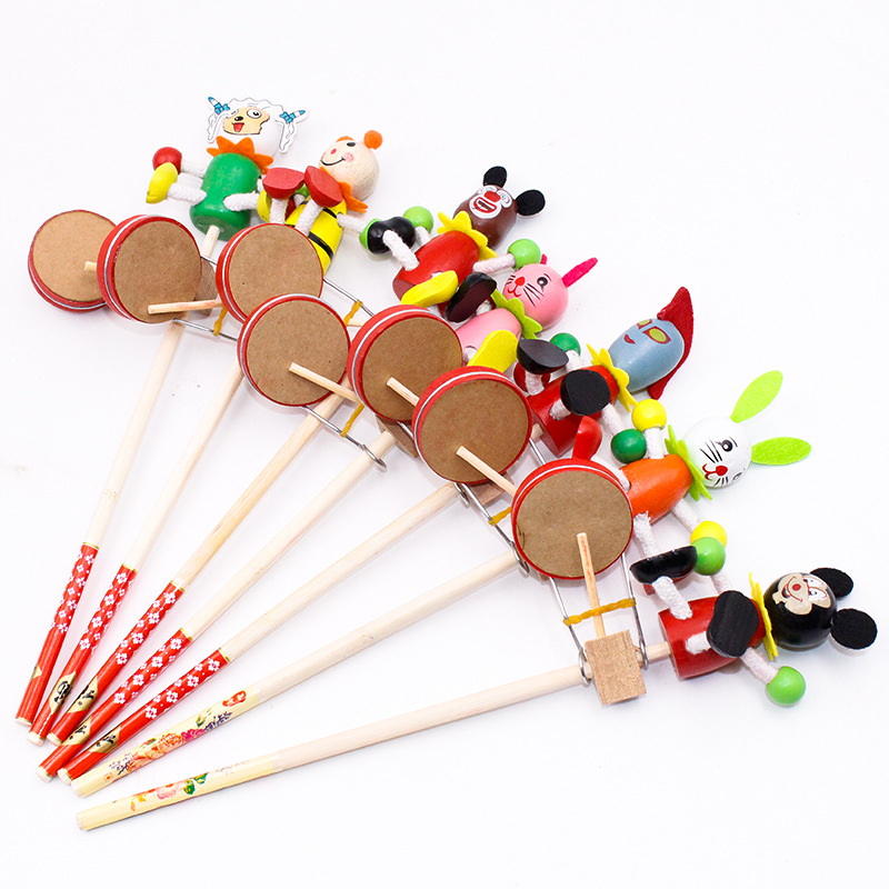 Street Stall Hot Selling Toy Puppet Drum Manufacturer Direct Sales Wooden Rocking Drum Popular Wooden Man Rocking Drum Street Stall
