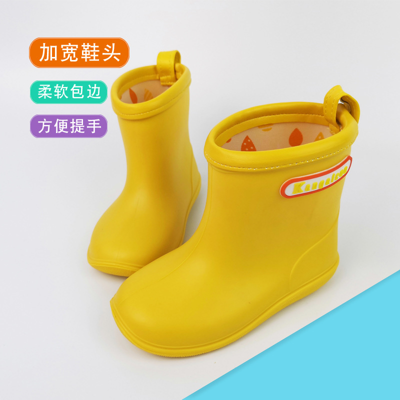 Children's rain boots in children's solid color children's water shoes rubber shoes 2-8 years old primary school students waterproof non-slip middle tube rain boots wholesale
