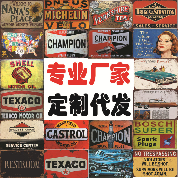 SOURCE factory direct cross-border e-commerce 20X30 cold plate iron Iron Painting in stock home retro wall hanging decoration