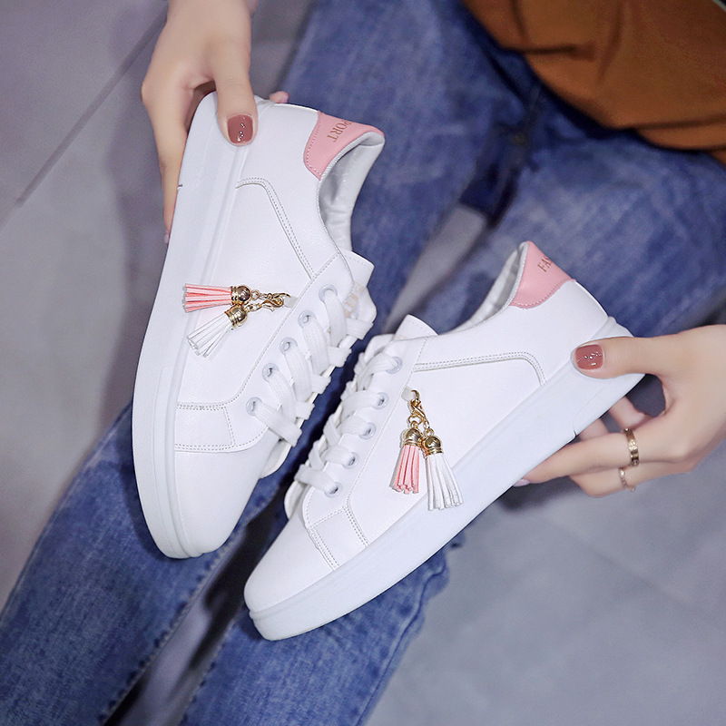 White Shoes Women's Summer Running Shoes Students Korean Casual Shoes Sports Sneakers Low-top Flat Shoes