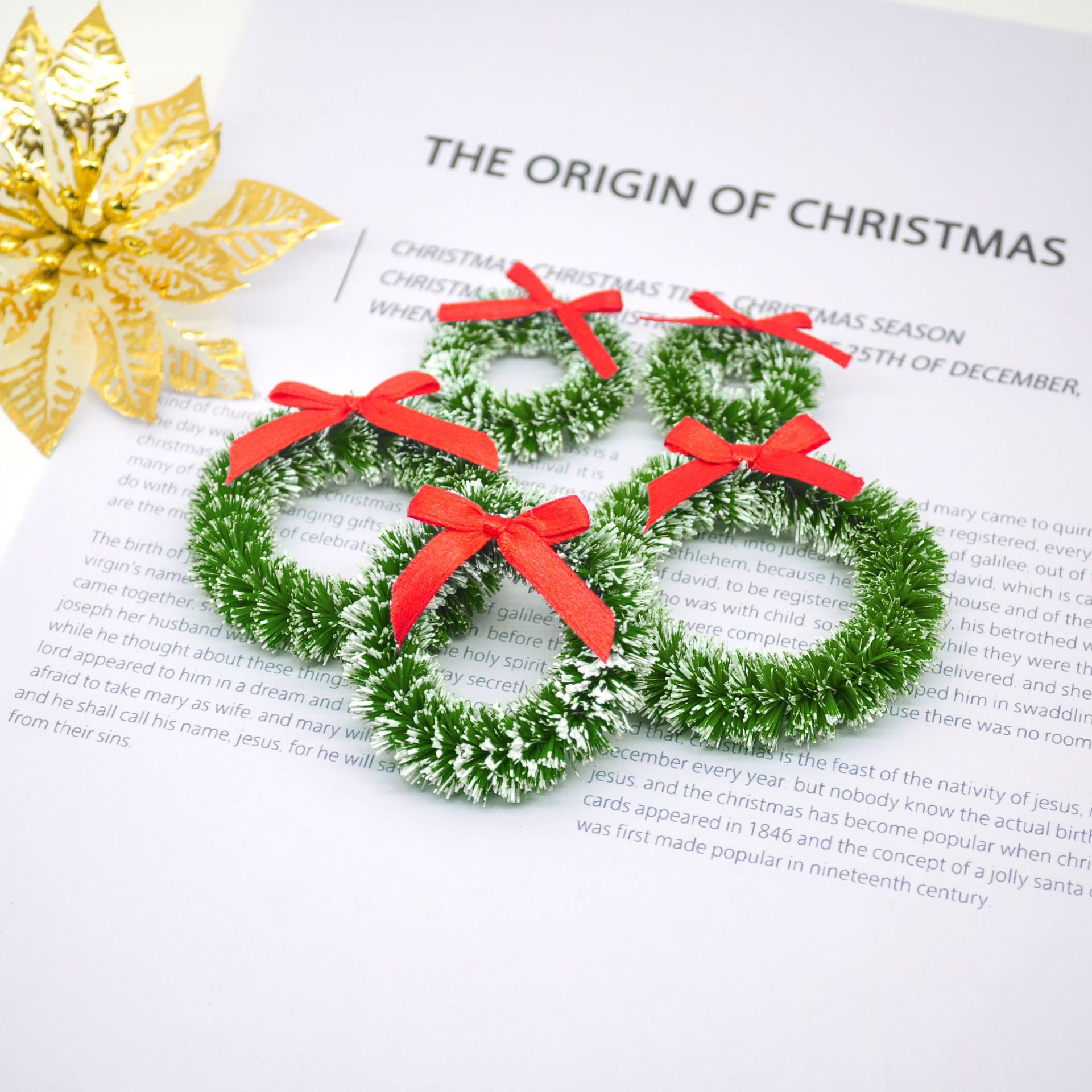 Jiaxin Christmas Wreath Hanging Mini Jumbo Ring Plastic Tengue Simulation Small Wreath Grass Ring Door Ring Decoration Wholesale