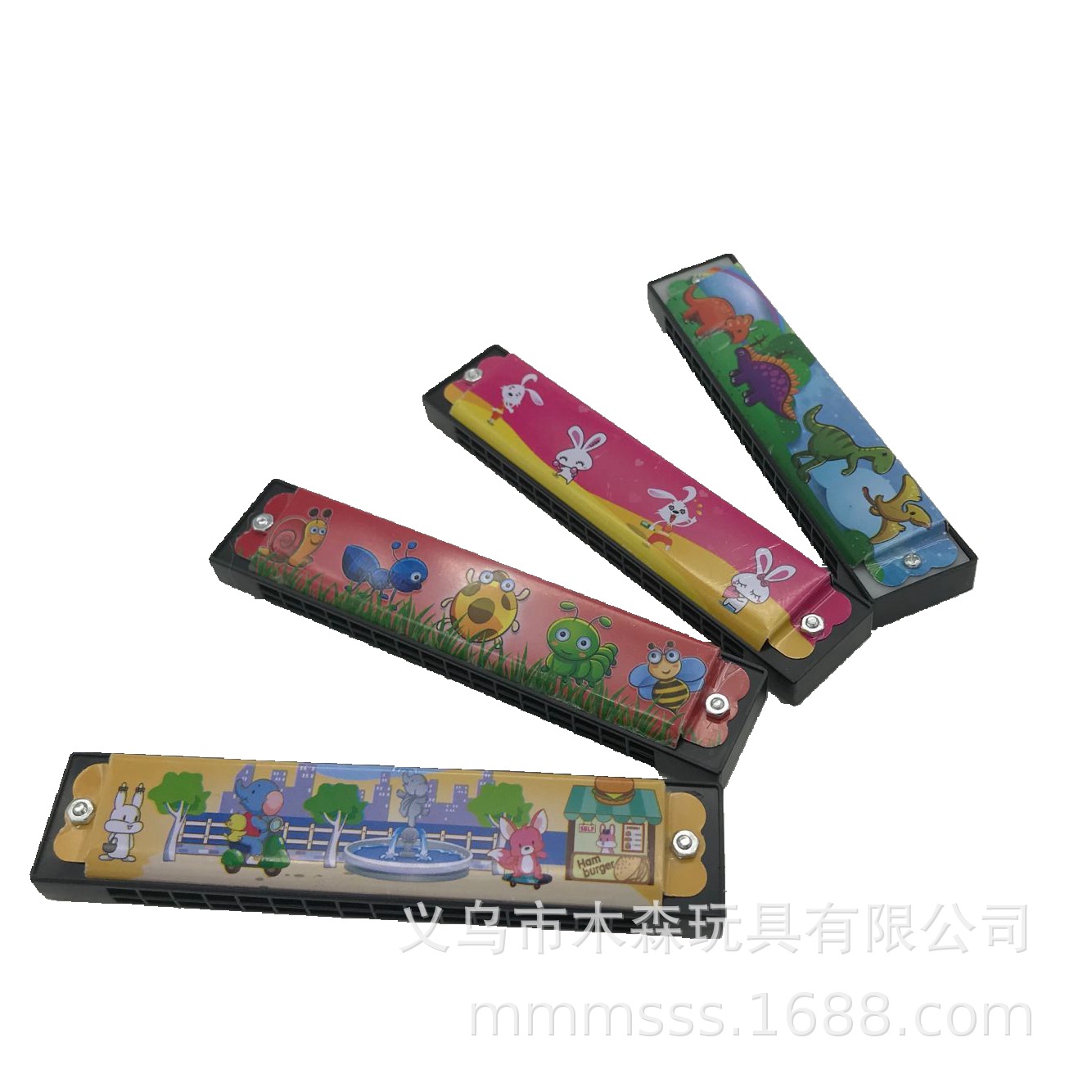 Children's double-row 16-hole metal harmonica mini harmonica metal cartoon harmonica children's play Enlightenment toys