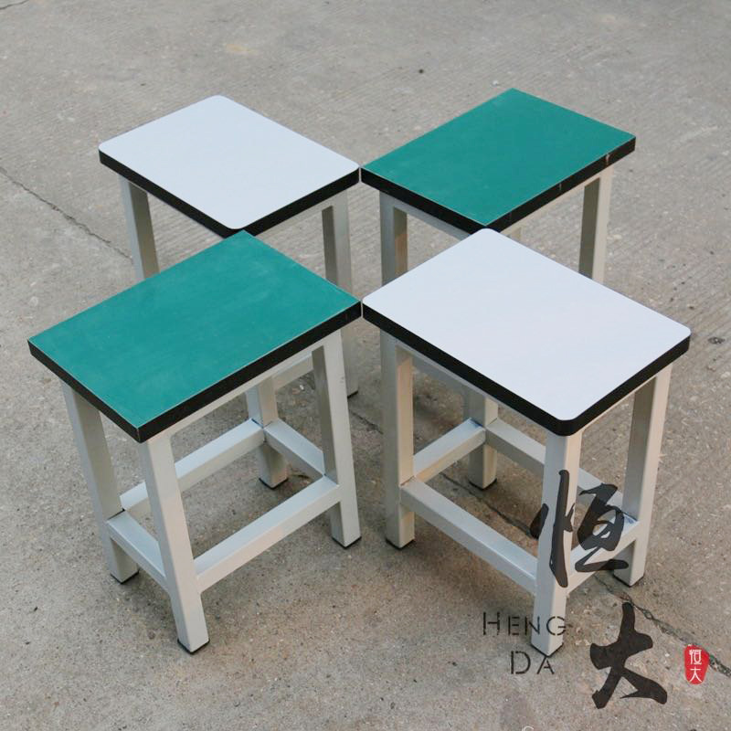Work Stool, Square Stool, Solid Wood Stool, Workshop Employee Operation Stool, Laboratory Soft-Covered Stool, School Stainless Steel Iron Stool