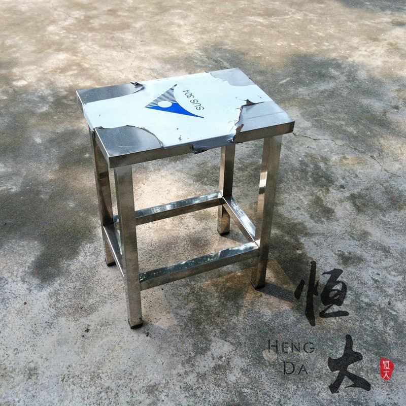 Work Stool, Square Stool, Solid Wood Stool, Workshop Employee Operation Stool, Laboratory Soft-Covered Stool, School Stainless Steel Iron Stool