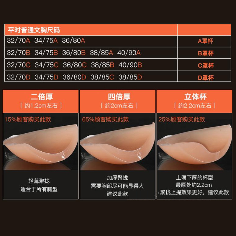 Silicone Chest Patch for Women's Wedding Dress Strapless Underwear Push-up Small Chest Thickened Invisible Bra Upper Support Sling Breast Patch