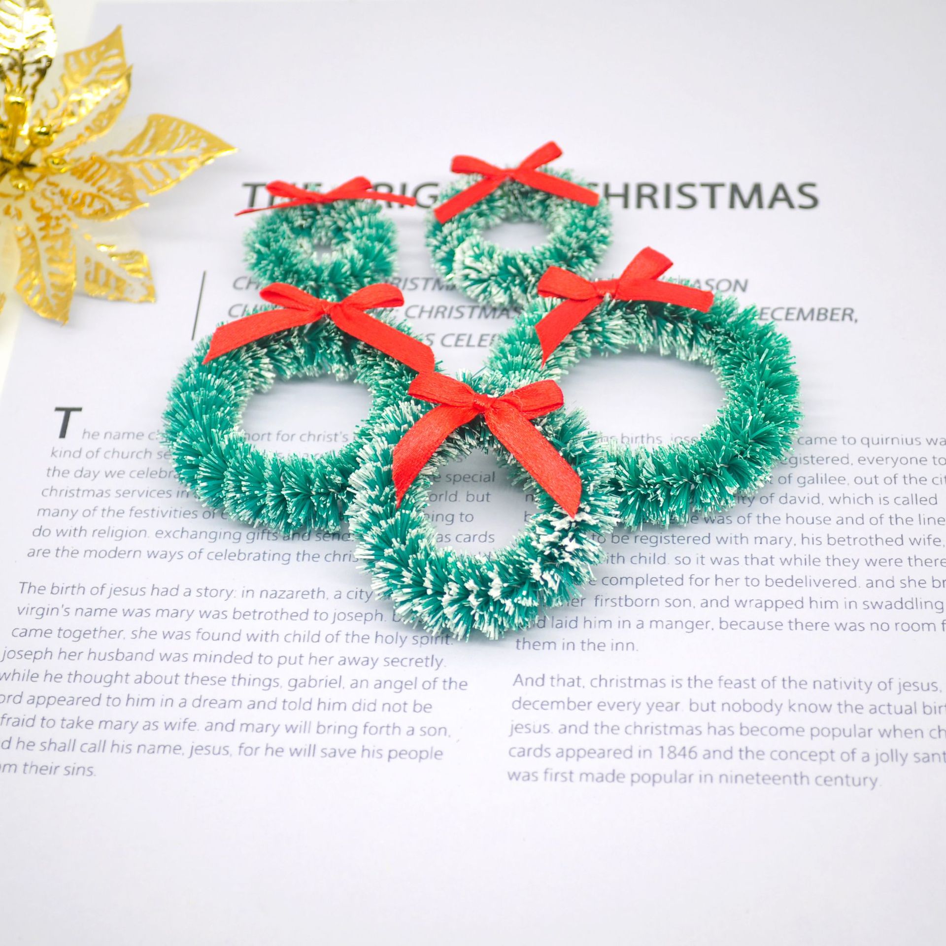 Jiaxin Christmas Wreath Hanging Mini Jumbo Ring Plastic Tengue Simulation Small Wreath Grass Ring Door Ring Decoration Wholesale