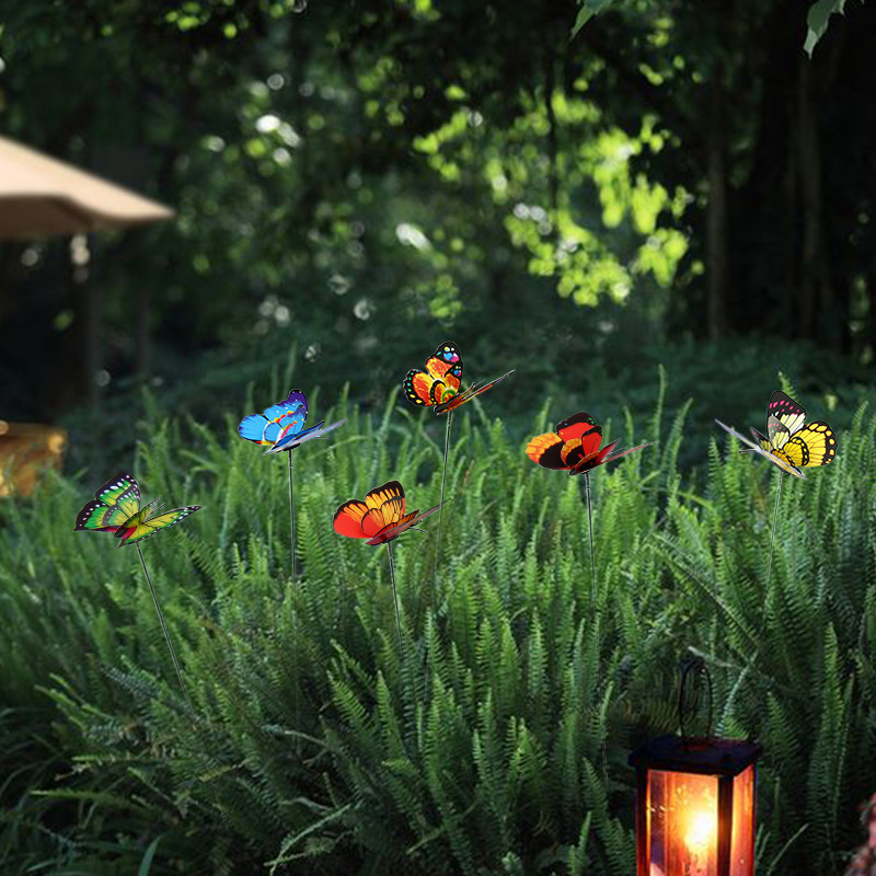 Double-Layer Simulated Butterfly Pole Outdoor Garden Decoration Party Layout 3D Stereo Butterfly Garden Decoration Butterfly