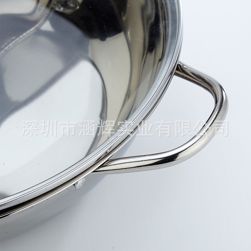 Yuanyang Pot 304 Stainless Steel Two-flavor Pot Thickened with Lid 2-compartment Hot Pot Basin Shabu Pot Special Pot for Induction Cooker
