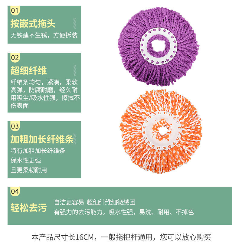 Wholesale Household Mop Rotating Mop Replacement Head Accessories Thickeneded Microfiber Dual-Drive Mop Head